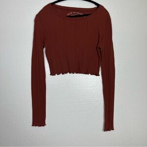 Aeropostale the OG tee collection shrunken long sleeve brown cropped size L